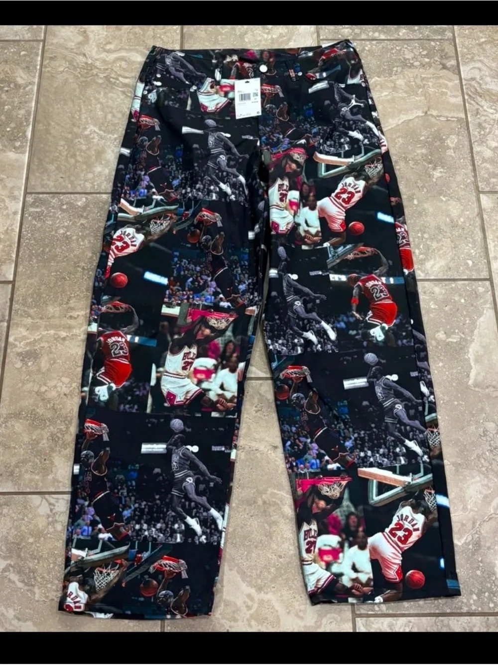 Jordan Flight Heritage All Over Photo Print Pants Mens 34 Black IQ5238-010 NEW